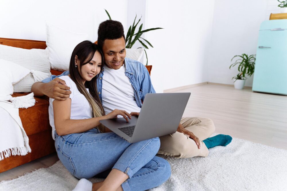 couple with computer