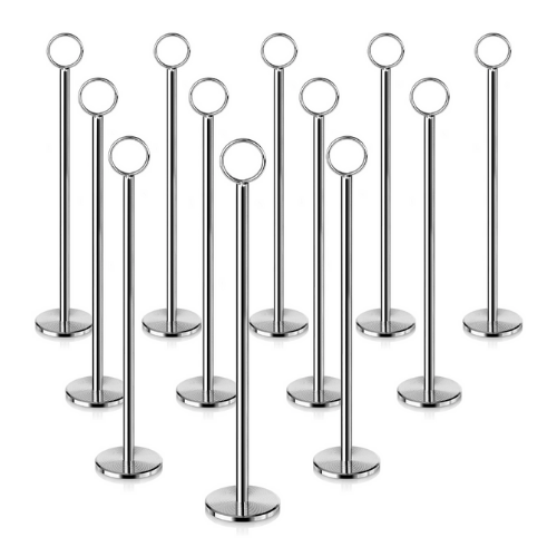 12 Table Number Holders – Silver