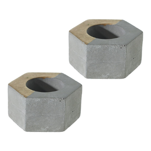 Gold and Cement Hexagon Votives