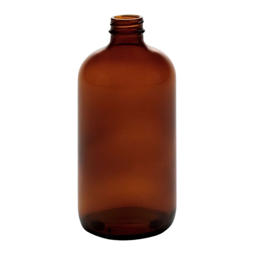 16 oz Amber Boston Round Glass 1