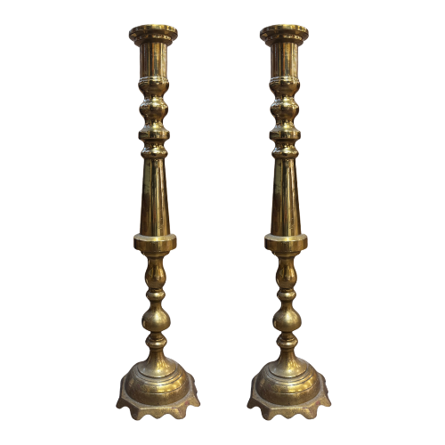 Large Vintage Brass Taper Candle Holders
